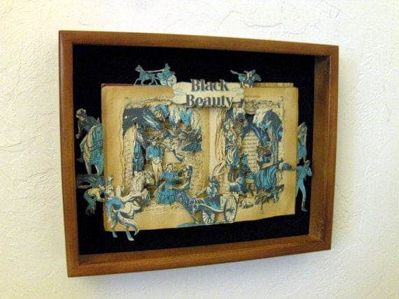 SALE - Black Beauty - One of a Kind Book Sculpture - Altered Book - Shadowbox FRAMED - Free Shipping