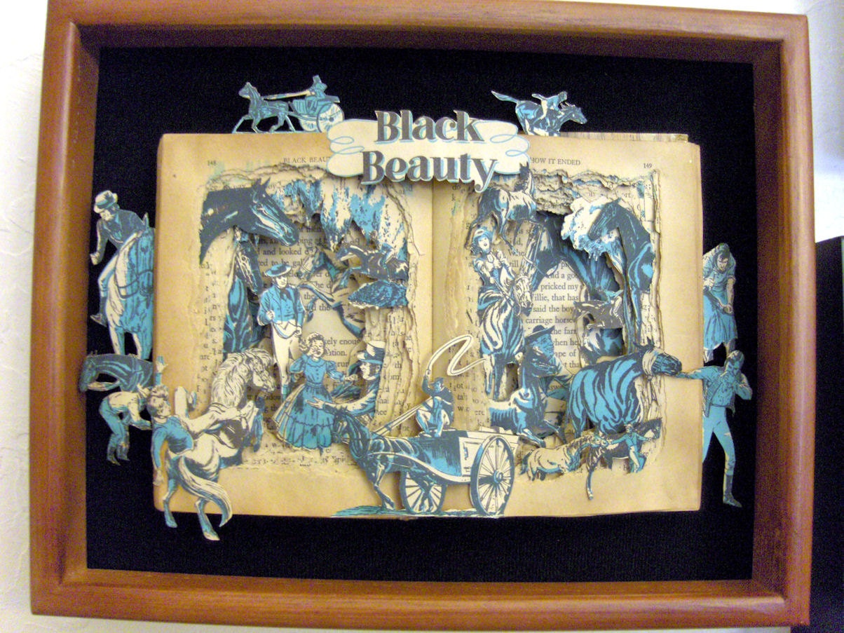 SALE - Black Beauty - One of a Kind Book Sculpture - Altered Book - Shadowbox FRAMED - Free Shipping