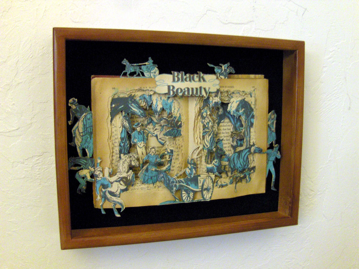 SALE - Black Beauty - One of a Kind Book Sculpture - Altered Book - Shadowbox FRAMED - Free Shipping