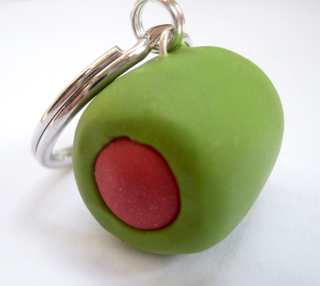 Dog ID Tag Olive 3D Green and Red Polymer Clay