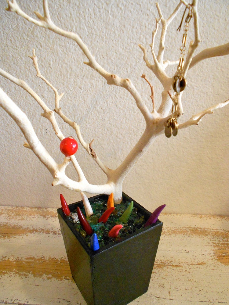 Decorative Jewelry Tree, Artistic and OOAK, Colorful and fun