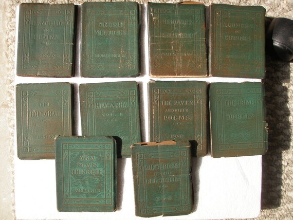 Vintage Little Leather Library Set of 10 by FoggyBottomGenStore