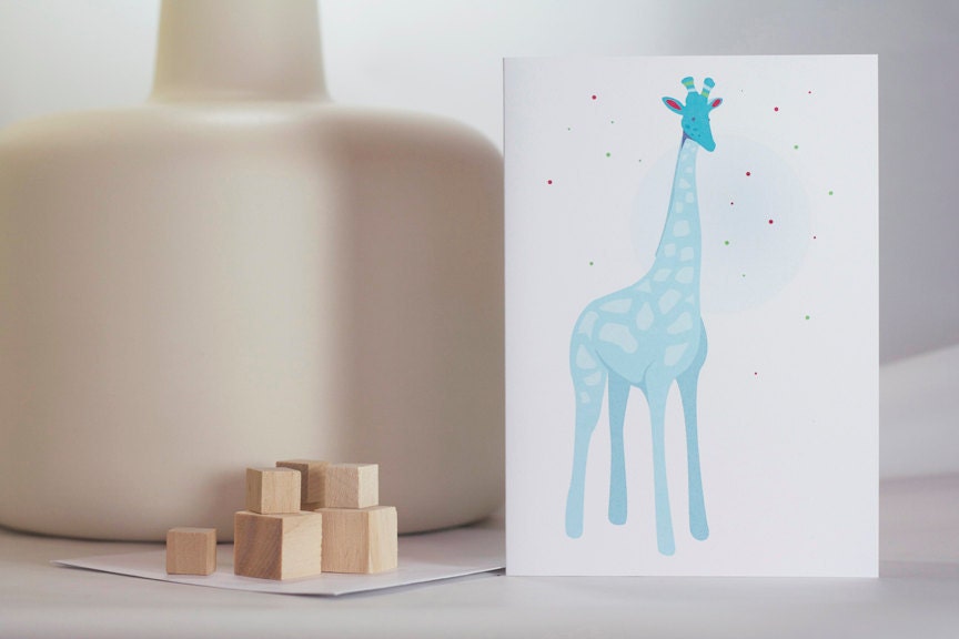 Giraffe in Winter notecard (blank).