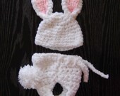 Bunny Set - Beanie and Diaper Cover Baby Photography Prop