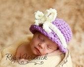 Baby Crochet Hat Purple Cloche Photography Prop sizes Preemie, Newborn, 0-3 months, 3-6 months