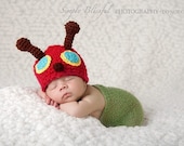Little Caterpillar Hat Crochet Photography Prop sizes Preemie, Newborn, 0-3 months, 3-6 months