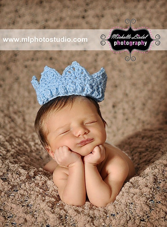 Blue Crown for the Prince Baby Photography Prop Sizes Preemie, Newborn, 0-3 months, 3-6 months