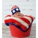 American Flag Set Crochet Beanie and Blanket