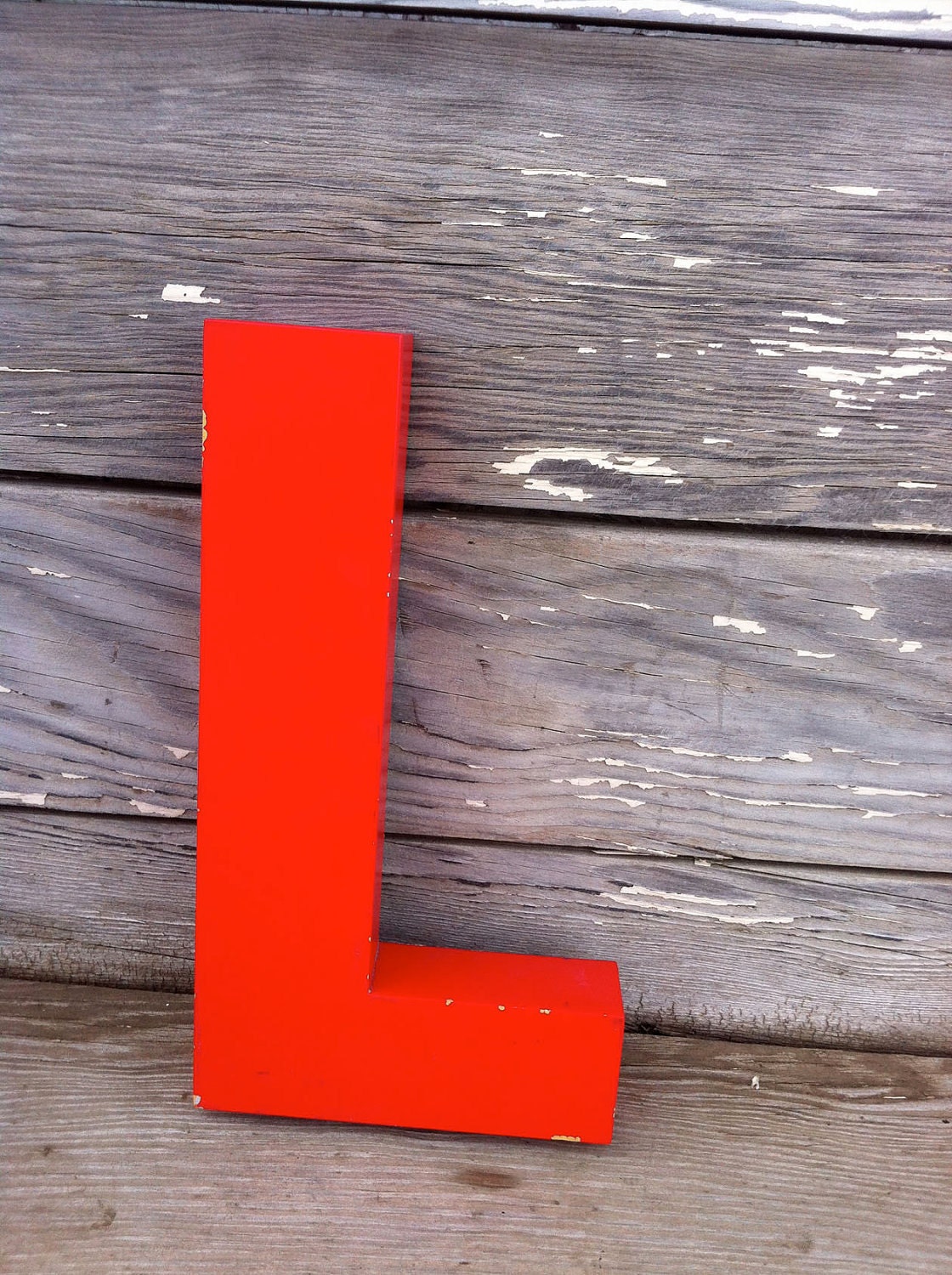 vintage letter L / retro signage / red metal letter L
