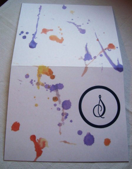 Watercolor Splash Letterpress Single Monogram notecards