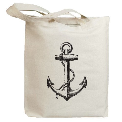 Vintage Sailboat Anchor Eco Friendly Tote Bag (id0001)