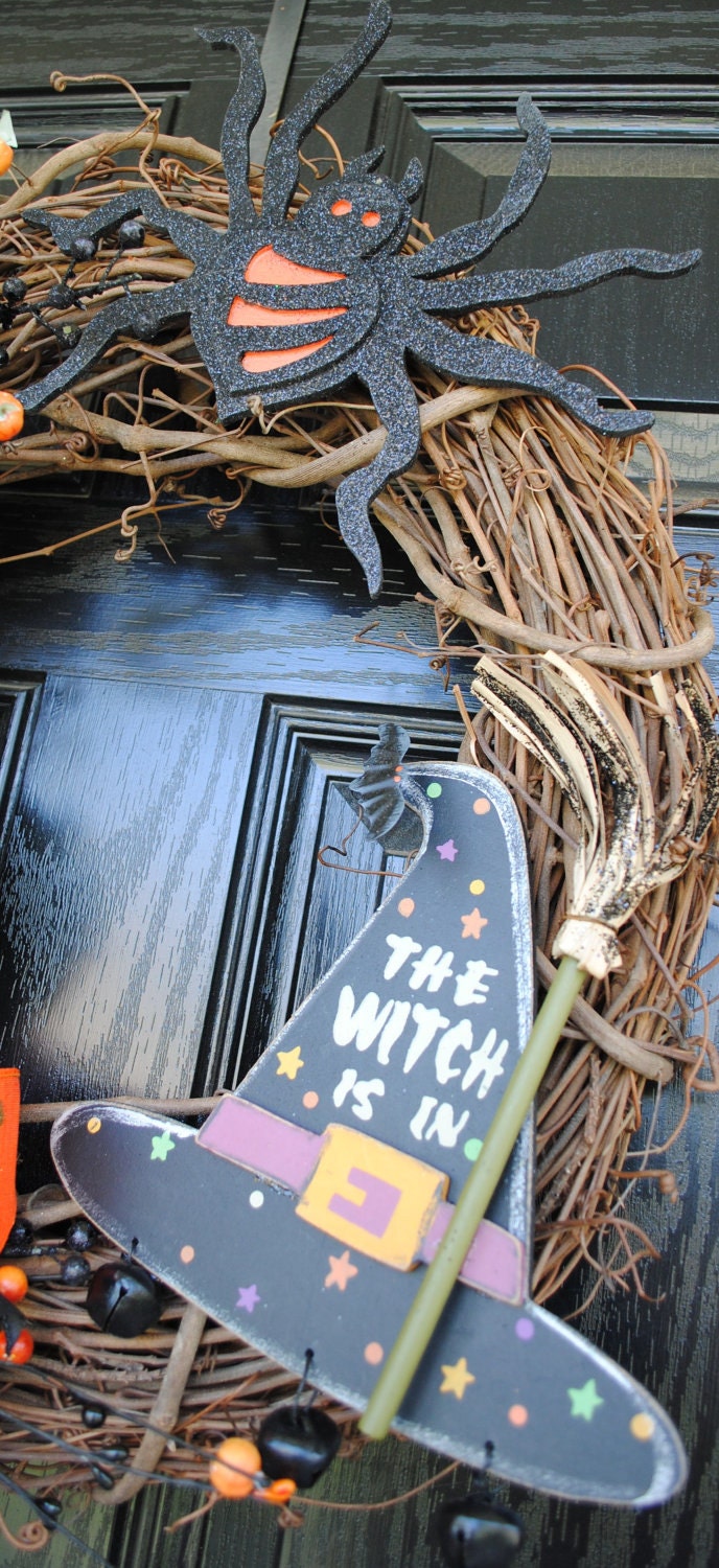 Fall Wreath Halloween Wreath Witch Ghosts Bats 20 inch