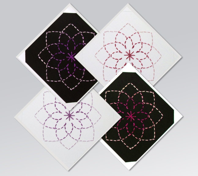 Embroidered Lotus Note Cards (set of four)