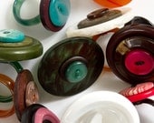 Handmade Button Ring on Marble (one)