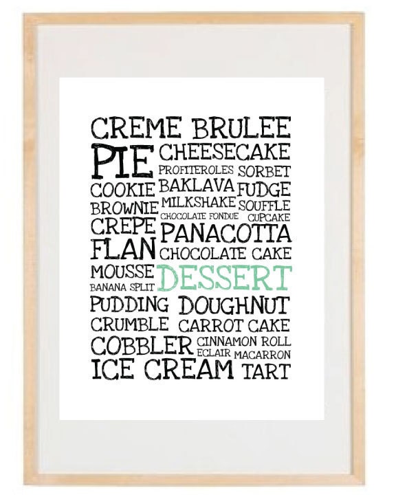 Desserts Illustration - 8.5x11 Print - Digital Illustration Poster - Kitchen Art
