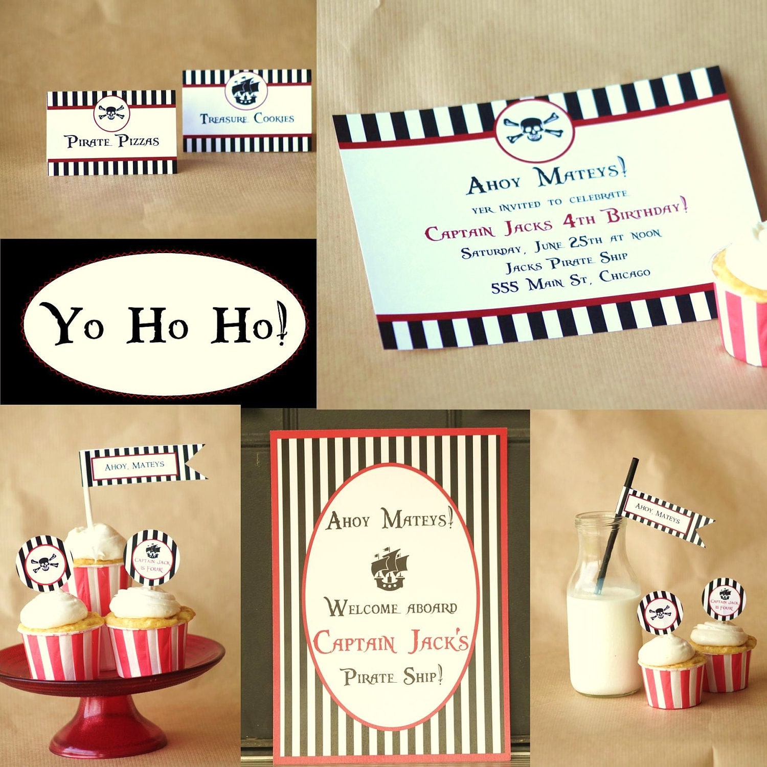 DIY Printable Pirate PARTY SET Invitations flags cupcake toppers signs etc Il_170x135