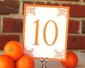 Table Numbers 1-10 Tangerine or Any Color you choose for Wedding or formal event Il_170x135