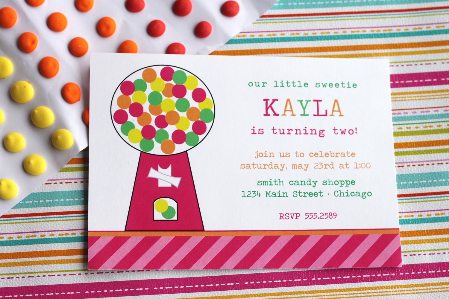 Printable DIY Personalized Invitations Gumball Design - Candy Sweet Shop Theme Il_170x135
