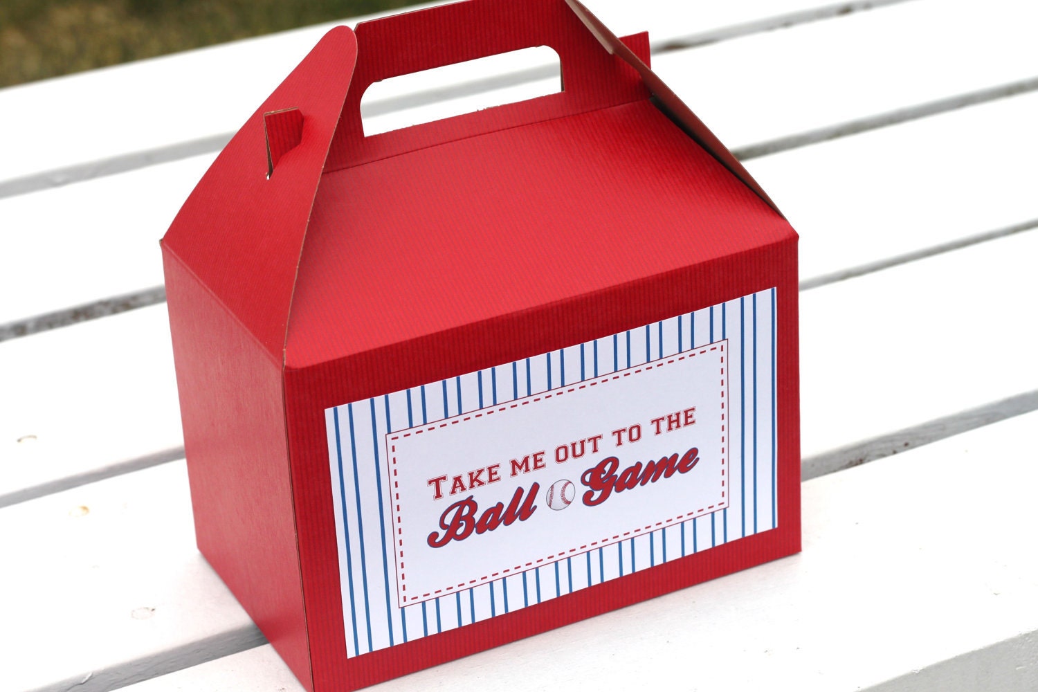 25 BASEBALL Red Kraft Gable Boxes 8 x 4 7/8 x 5 1/4