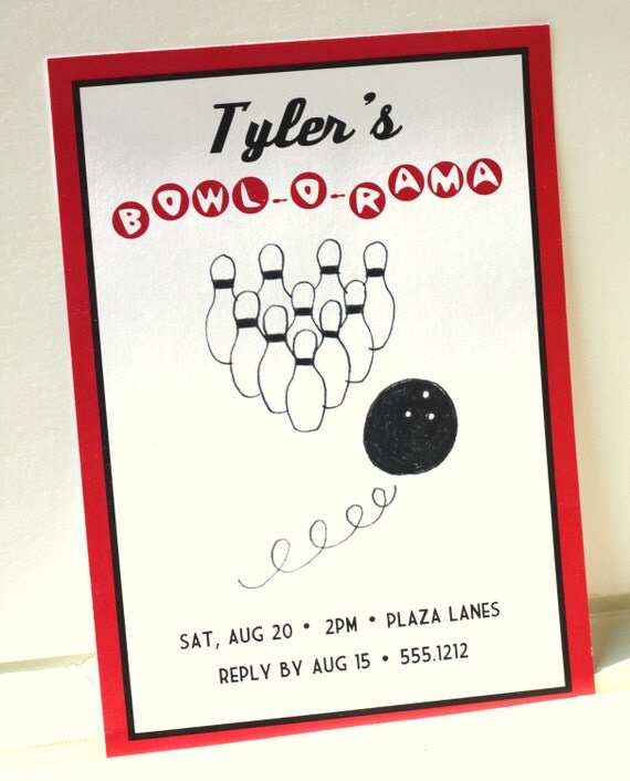 DIY Retro Bowling Party Printable Personalized Invitations Il_570xn