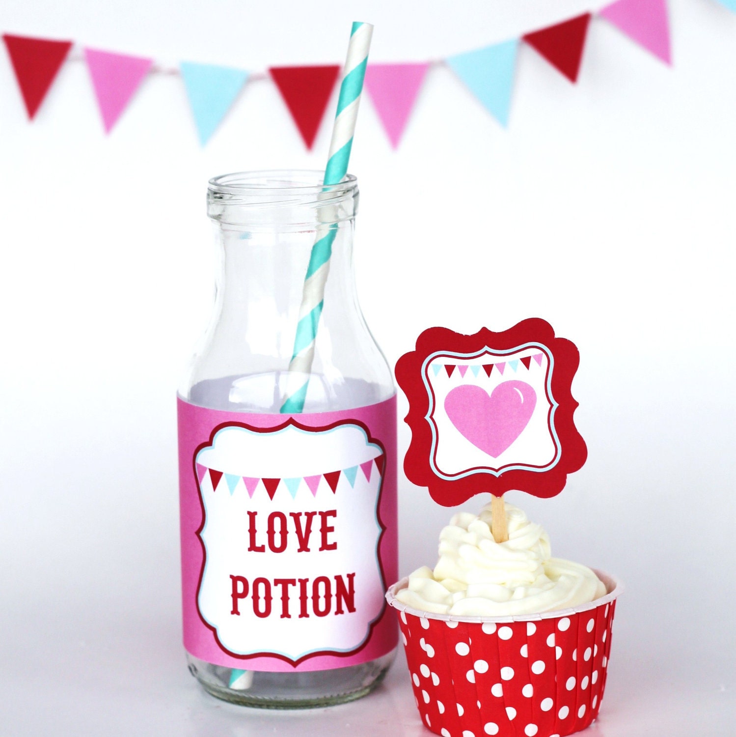 Printable Valentine's Bottle Wrap - soda, milk, juice, etc Il_570xn
