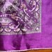 Vintage purple square silk scarf with hand sewn rolled edge