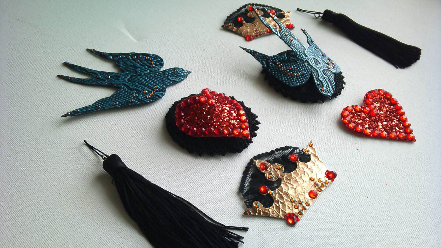 Interchangeable Burlesque Pasties and Tassels 4 designs