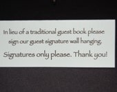 Wedding Canvas Guest Book Instruction Card Tent Style