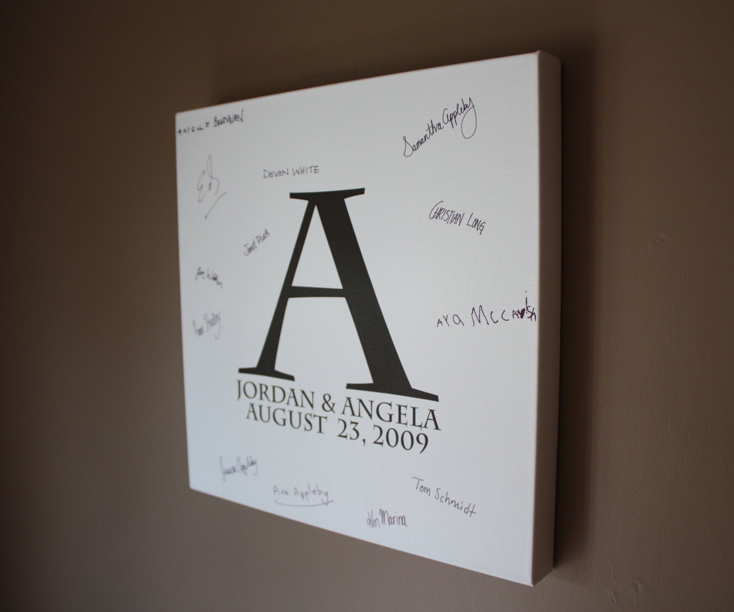 Wedding Guest Book Alternative Stretched Canvas Wedding Guest Signature Wall Hanging 12x12