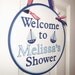 NAUTICAL Birthday or Baby Shower Door Hanging Sign in Blue White and Red - Customize Your Way