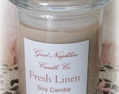 Fresh Linen, Soy Candle, 8 ounce, Lidded Glass Jar, Tan, Fresh and Clean
