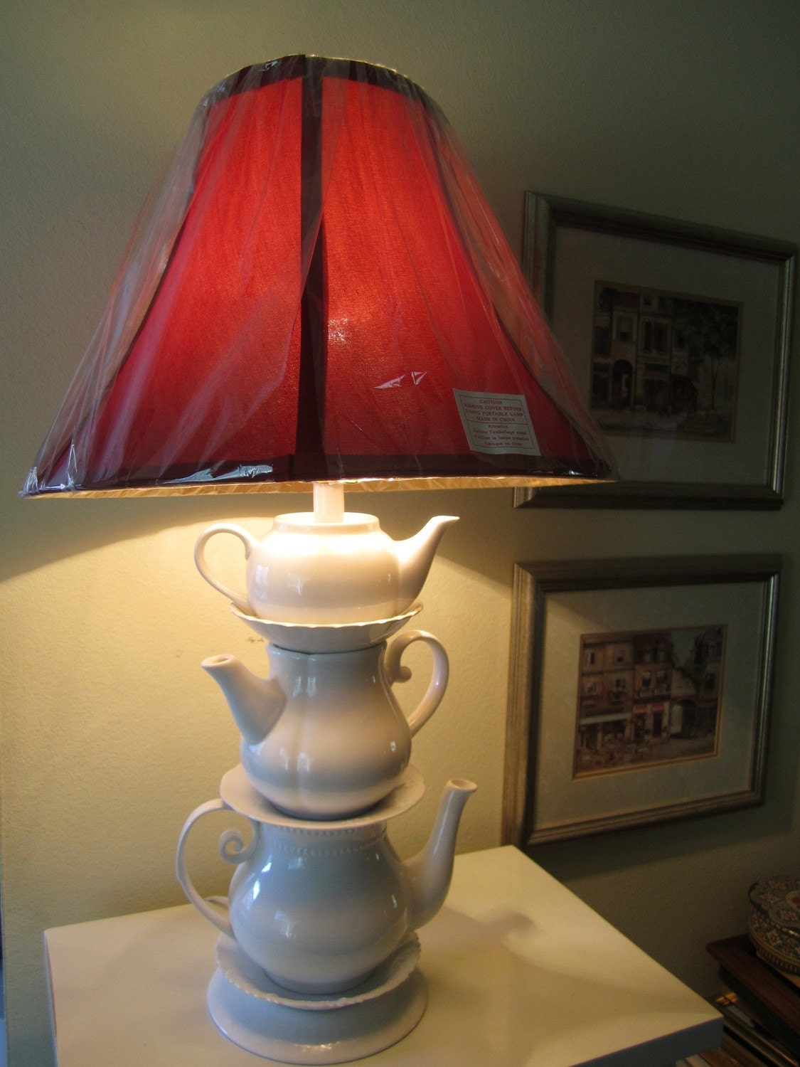 Whimsical Shabby Country Cottage Teapot Lamp