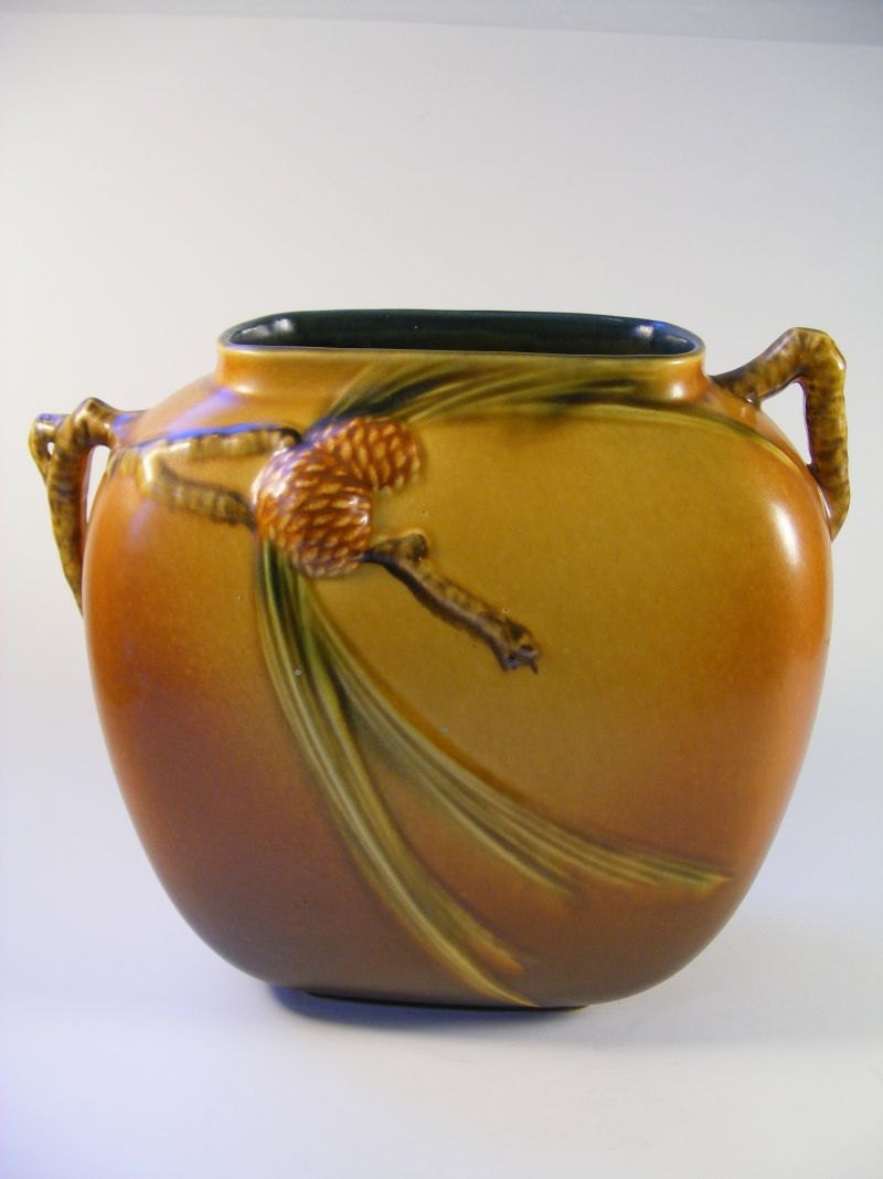 Roseville Vase Pottery Pine Cone Pillow 1935