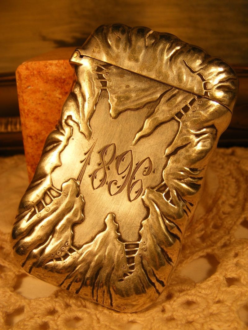 Antique Match Safe Pairpoint Silverplate And Gilt