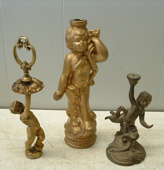 Lamp Mixed Parts lamp  Cherub Salvage Parts Repair Vintage Lamp Assemblage cupid  vintage