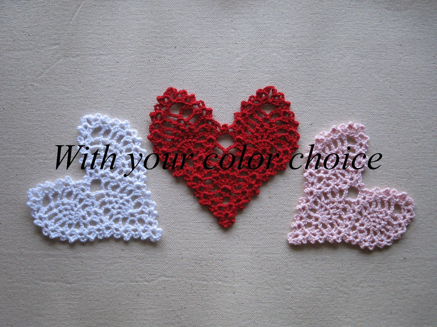 With your color choice : three hearts appliqué