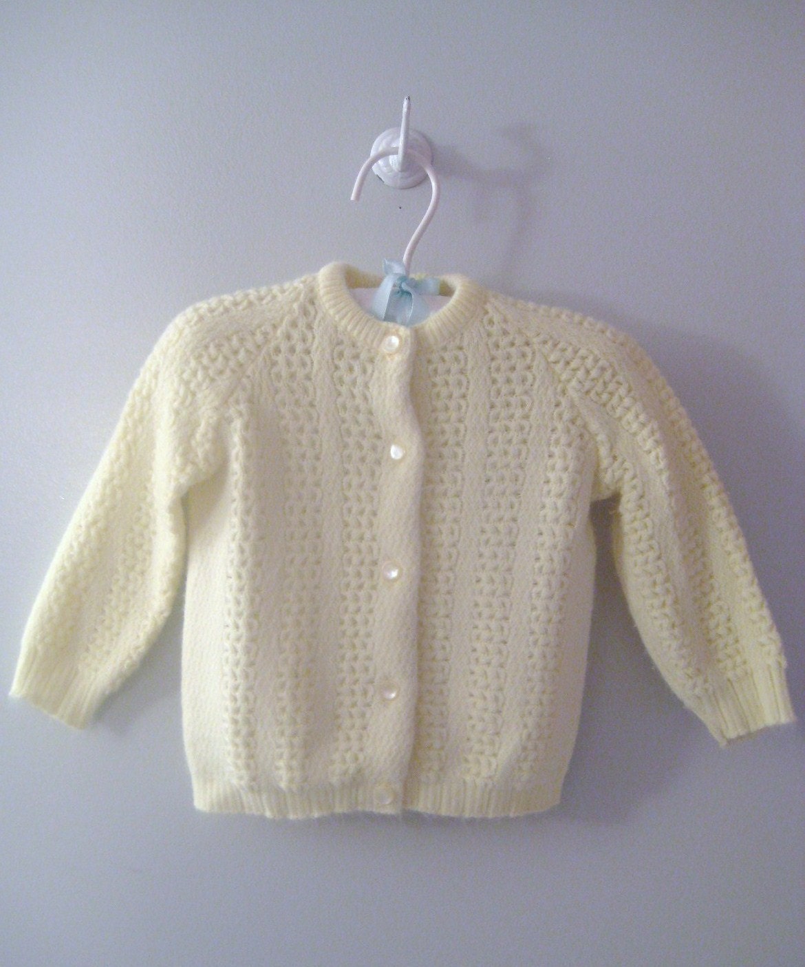 1960's Butter Cream Yellow Cardigan Sweater
