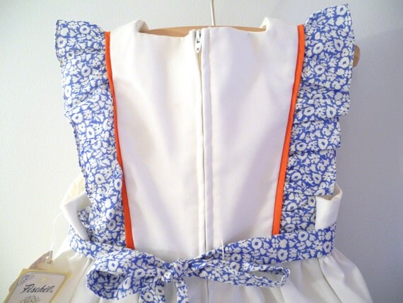 1960's White, Blue and Red "Daisy" Pinafore