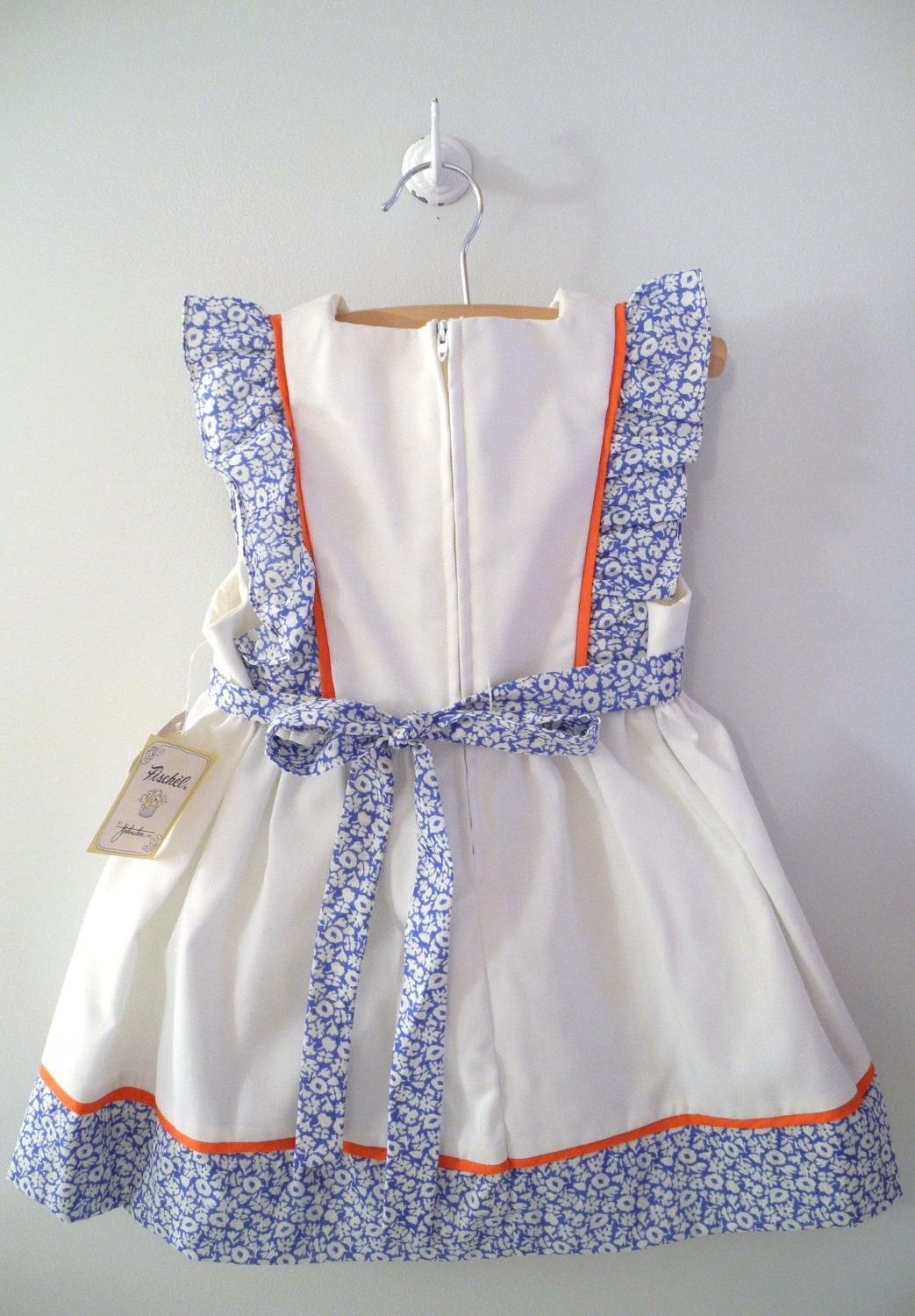 1960's White, Blue and Red "Daisy" Pinafore
