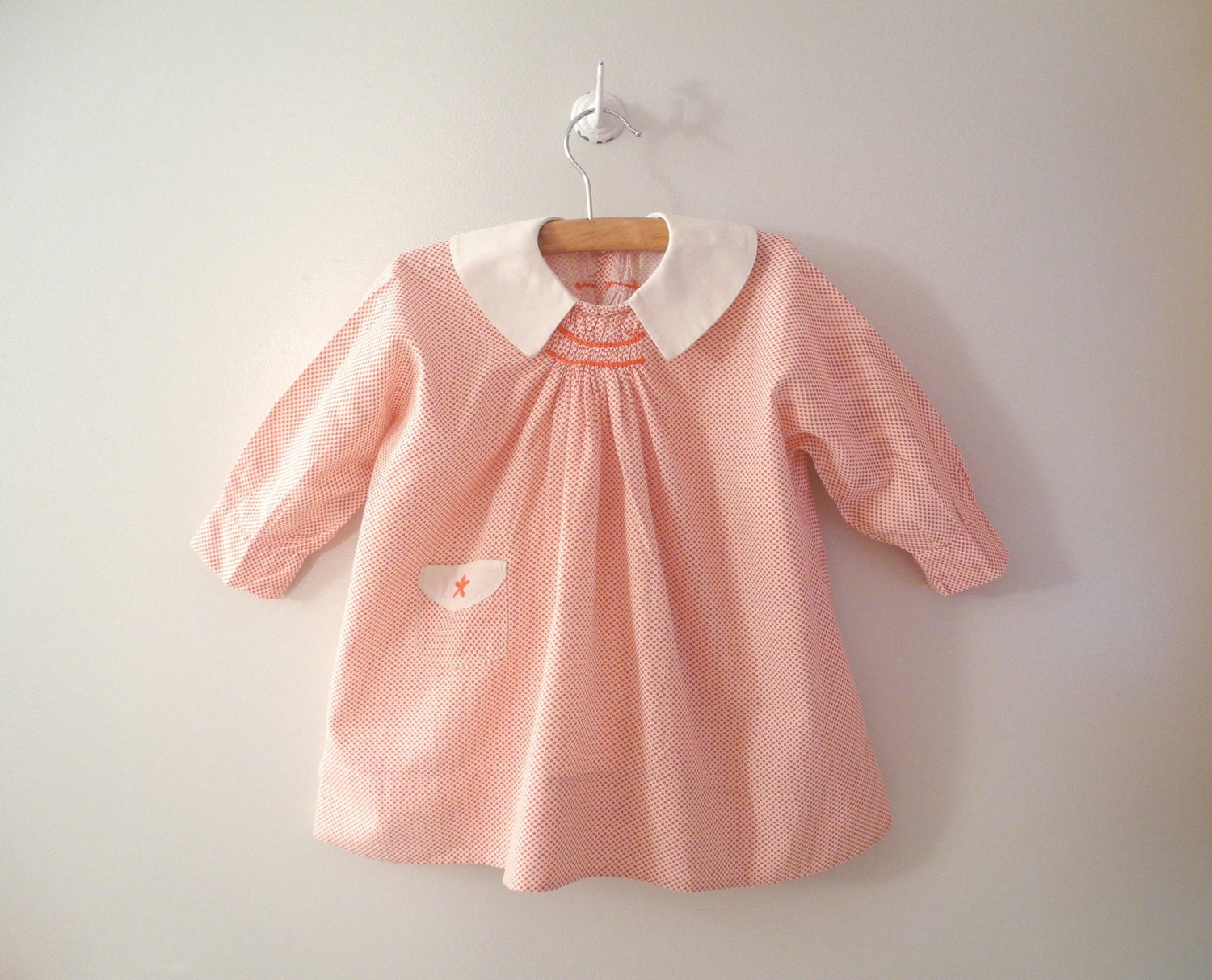 1930's Handmade Red and White Polka Dot Feed Sack Dress