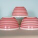 3 Pink Pyrex Striped Bowls