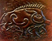 Celtic Boar Wallet, Chocolate Cherry color - Made To Order