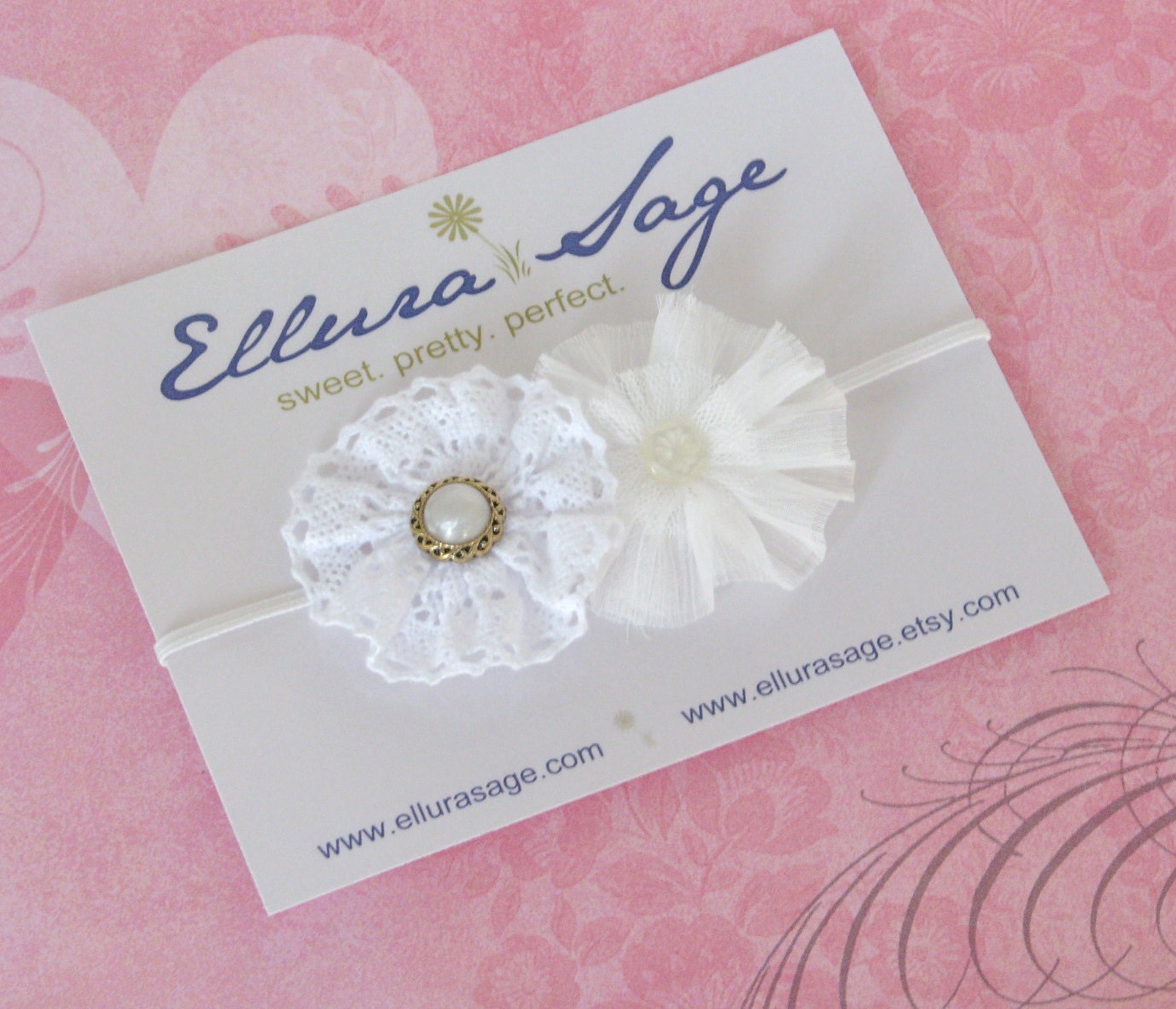 White Baby Headbands - Newborn Headbands - White Rosette Skinny Headband - Infant Headbands - Baby Girl - Christening-  Photography Prop