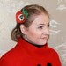 Felted flower hair clip red poppy eco friendly OOAK ready to ship gift under 35