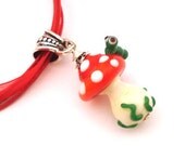 Toadstool glass lampwork necklace pendant