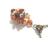Glass lampwork necklace pendant topaz frog