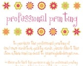 Professional Printing:  (50) 5x5 Cardstock Quality Prints