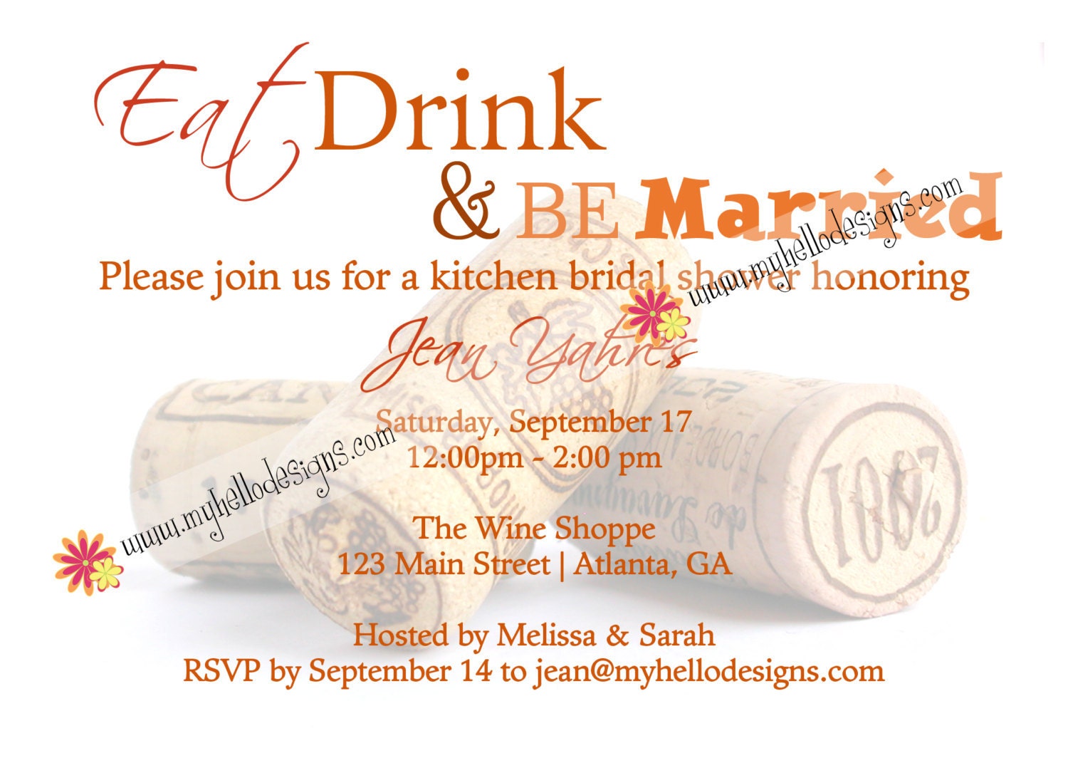 Bridal Shower Invitation:  Wine Corks