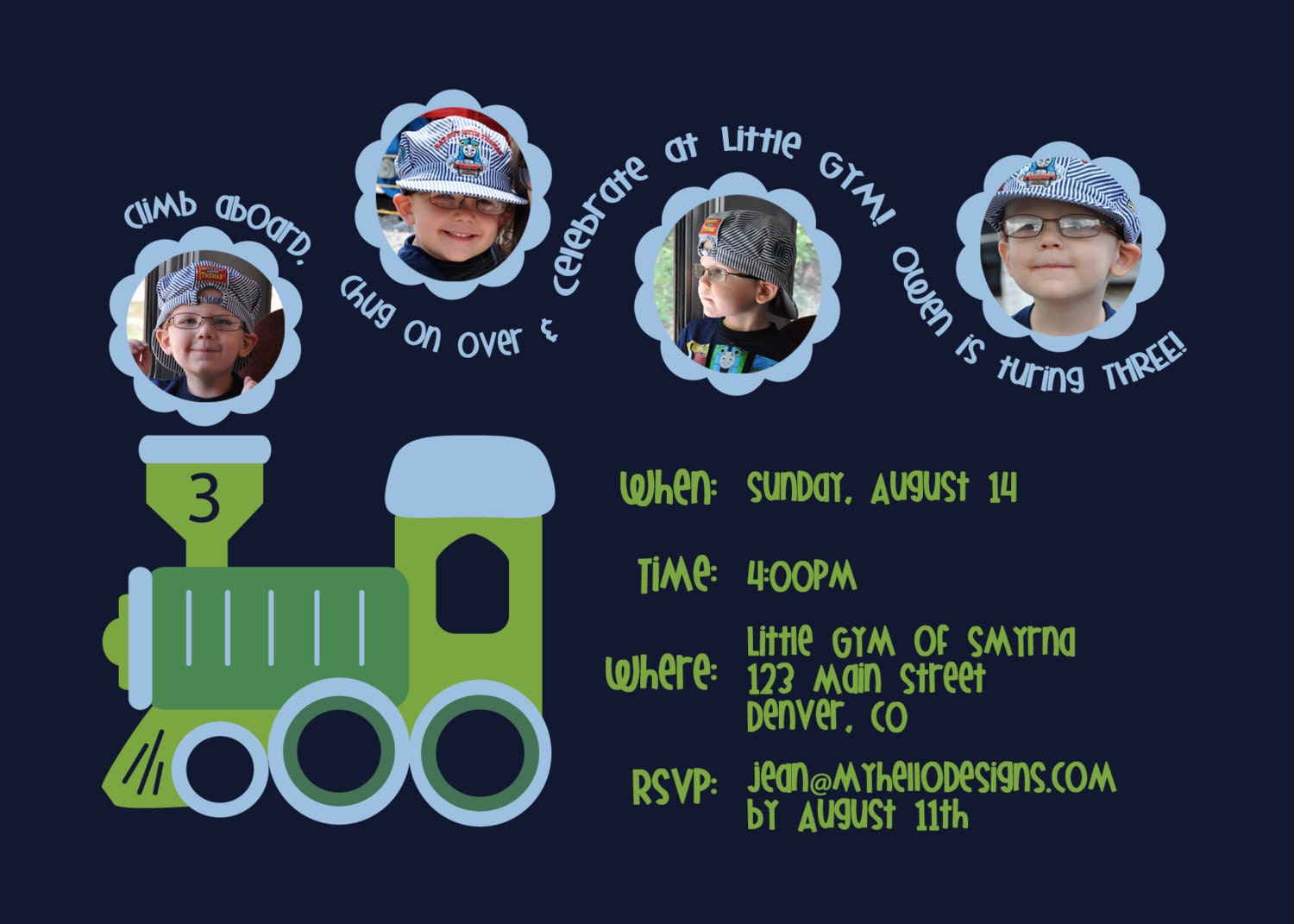 Birthday Invitations:  Train
