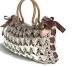 Crocheted brown bag,Gifts for mom-mom, Crocheted purse ,brown  bag-fashion for mom-Nr.207